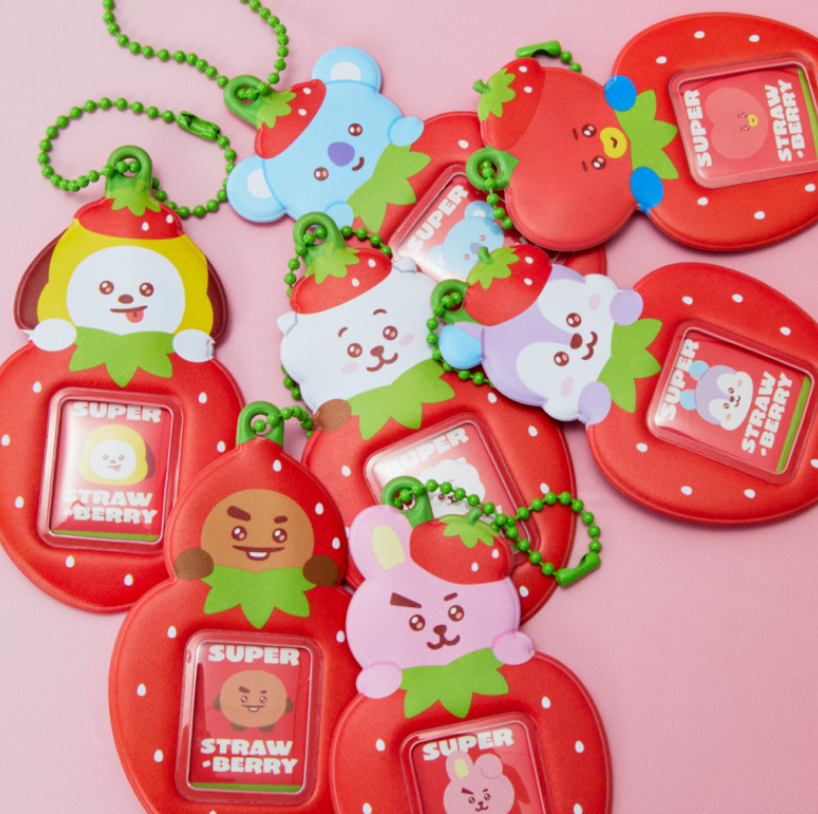 BT21 - STRAWBERRY PARTY MINI PHOTO HOLDER KEYRING - COKODIVE