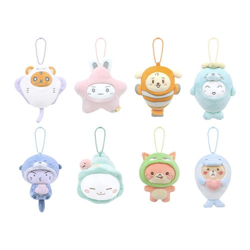 ATEEZ BLUE DRIFT Plush Sea Collection: eight pastel sea-creature character plush charms with hanging loops.