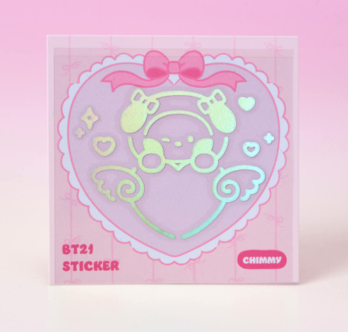 BT21 - RIBBONED U MININI HOLOGRAM MEDIUM STICKER (2EA) - COKODIVE