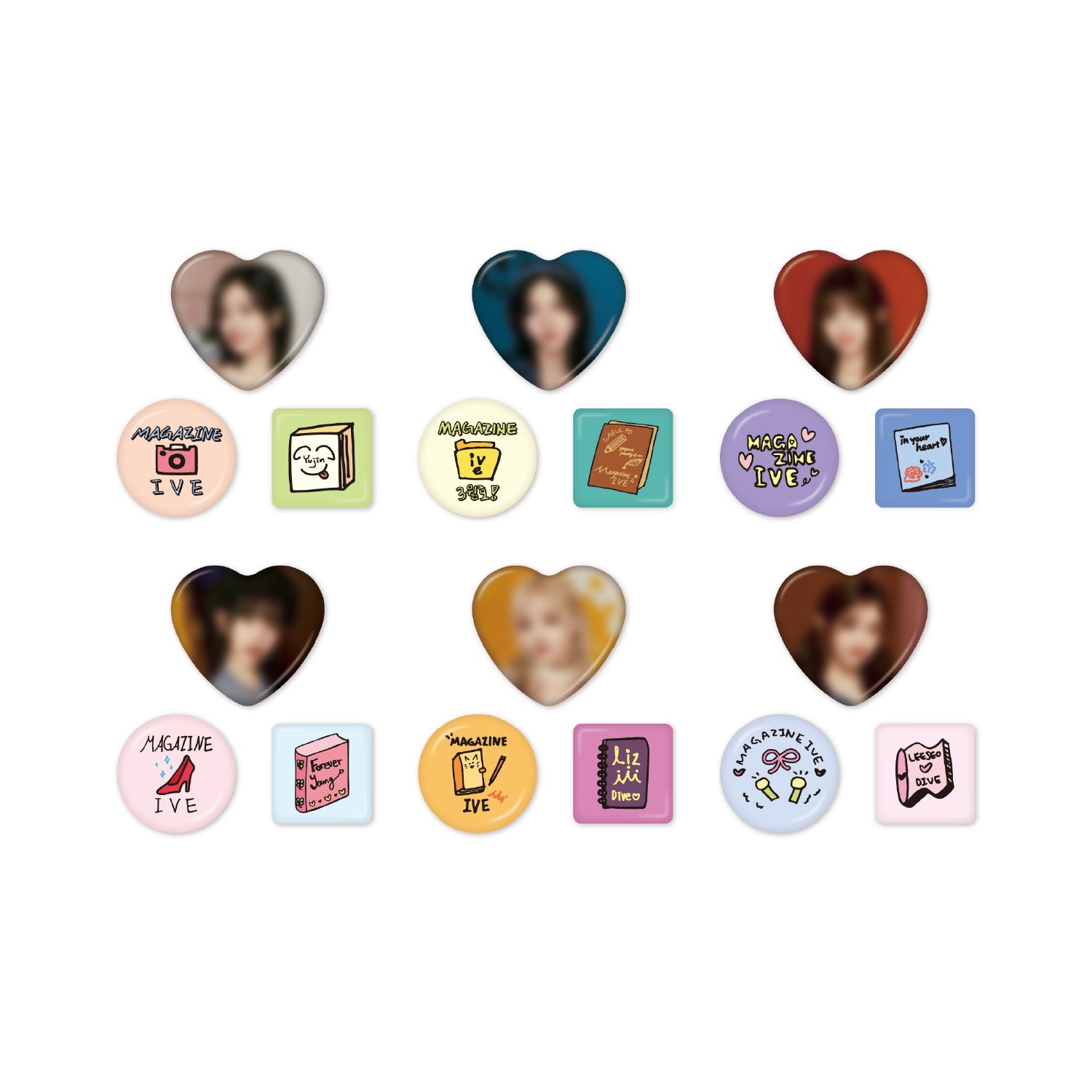 IVE - MAGAZINE IVE 2024 IVE 2ND FANMEETING OFFICIAL MD RANDOM PIN BUTTON SET