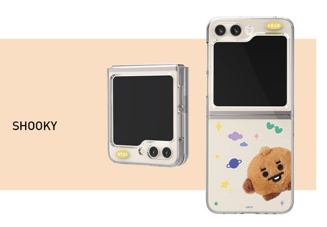 BT21 FLUFFY GALAXY Z FLIP5 CLEAR SLIM CASE - COKODIVE