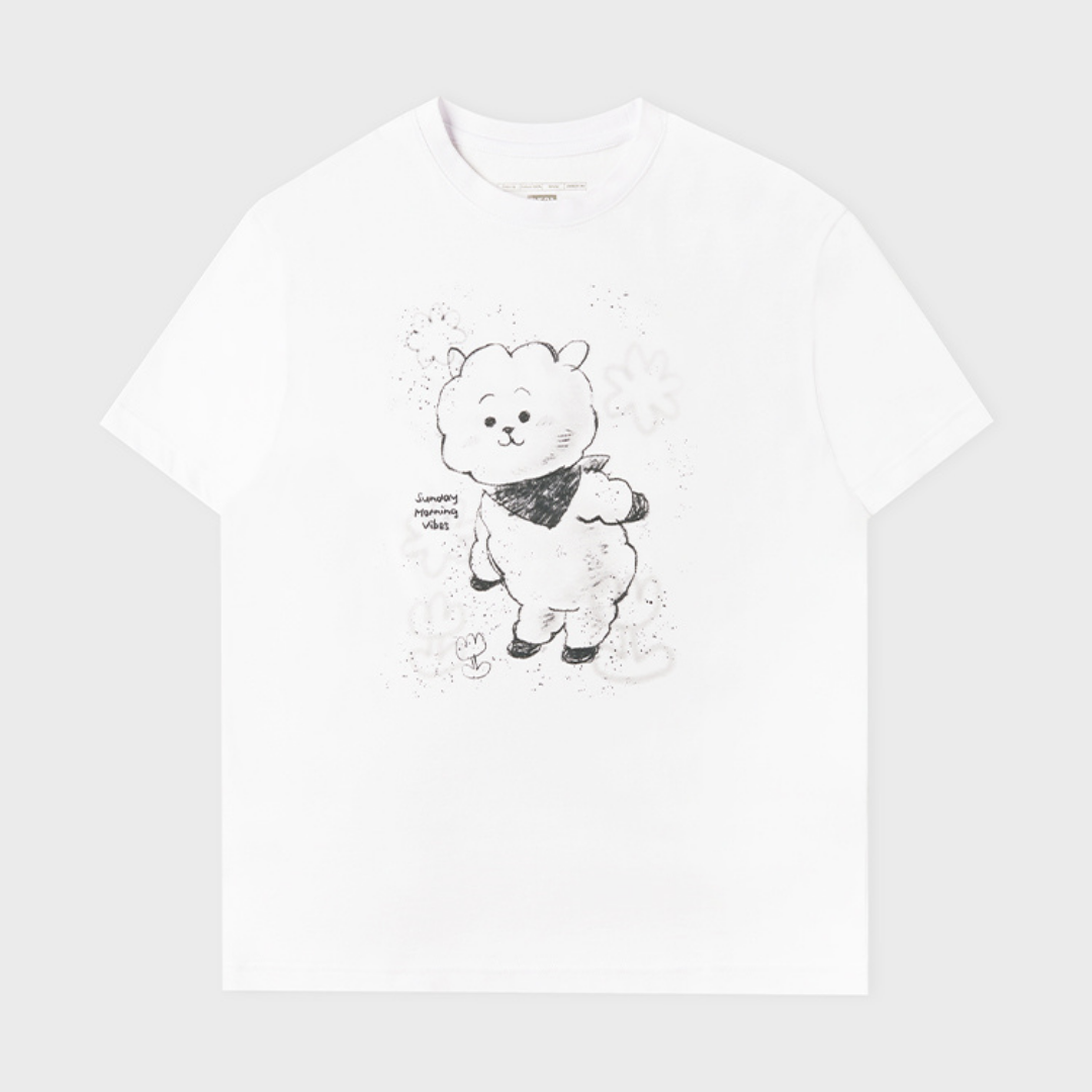 BT21 BASIC DRAWING SHORT SLEEVE TSHIRT WHITE RJ - COKODIVE