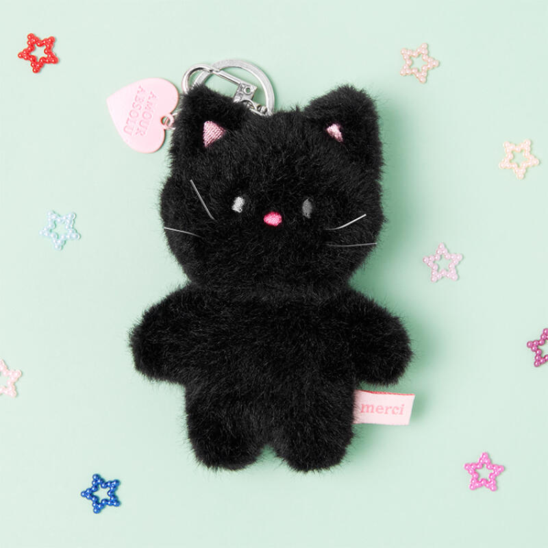 BLACK CAT HEART CHARM MINI KEYRING - COKODIVE