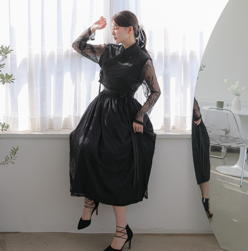 BTS ARIRANG CONCERT FAN-LOOK HANBOK-BLACK LACE - COKODIVE