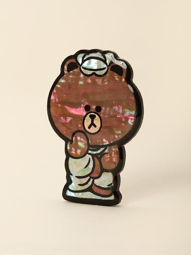 LINE FRIENDS BROWN PENSIVE BODHISATTVA MOTHER-OF-PEARL MAGNET K-SOUVENIR - COKODIVE
