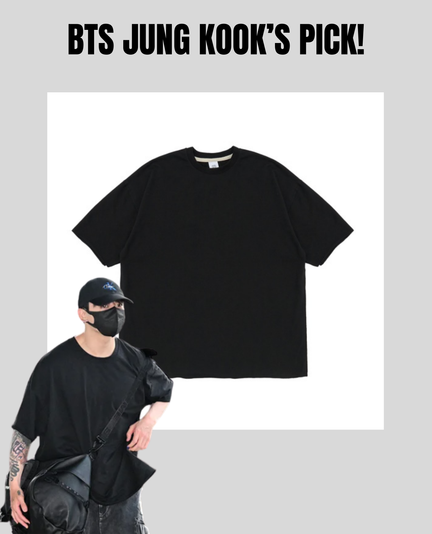 BTS JUNGKOOK PICK - VINTAGE P.DYEING CUT OUT BOX 1/2 TEE BLACK - COKODIVE