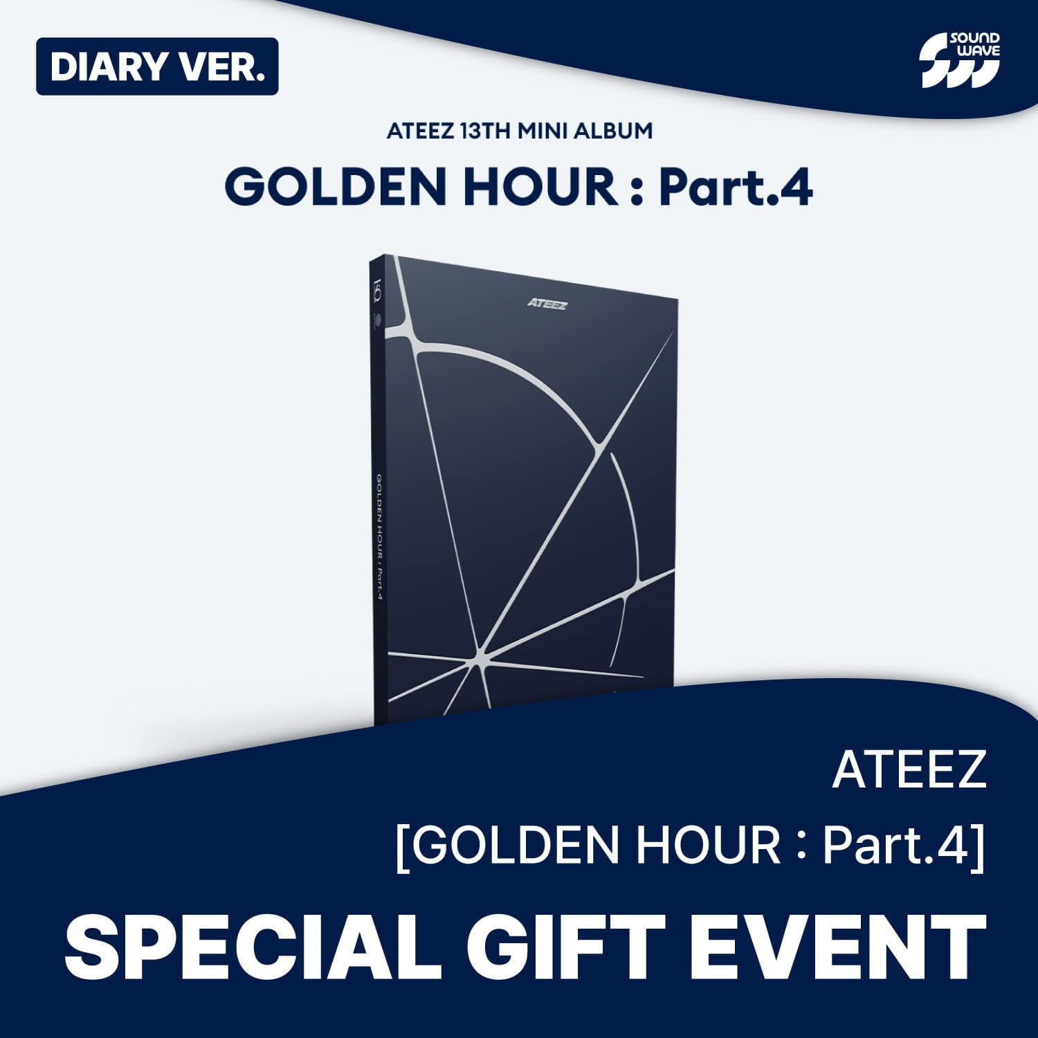 ATEEZ - GOLDEN HOUR : PART.4 MINI 13TH ALBUM SOUNDWAVE GIFT STANDARD DIARY VER - COKODIVE