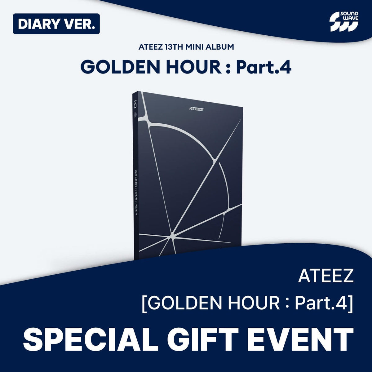 ATEEZ - GOLDEN HOUR : PART.4 MINI 13TH ALBUM SOUNDWAVE GIFT STANDARD DIARY VER - COKODIVE