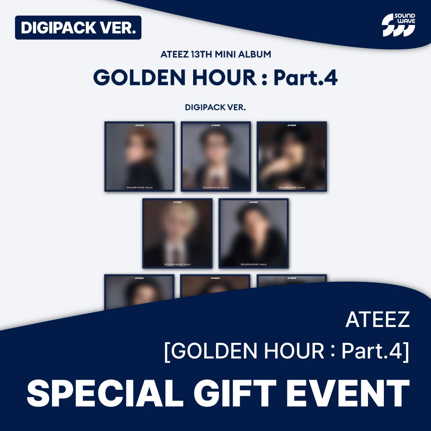 ATEEZ - GOLDEN HOUR : PART.4 MINI 13TH ALBUM SOUNDWAVE GIFT DIGIPACK RANDOM - COKODIVE