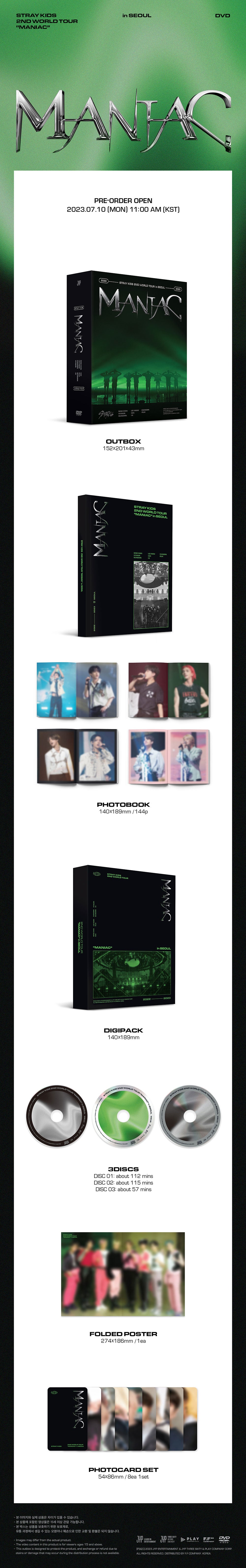 STRAY KIDS - 2ND WORLD TOUR MANIAC IN SEOUL DVD NO P.O.B VER. - COKODIVE