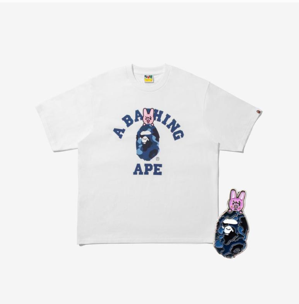 STRAY KIDS - BAPE X STRAY KIDS DWAEKKI COLLEGE TEE M (CHANGBIN) + METAL PINS (BLUE) SET - COKODIVE