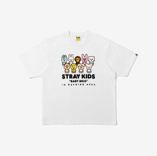 STRAY KIDS - BAPE X STRAY KIDS COLLABORATION OFFICIAL MD FAMILY MILO TEE M - COKODIVE
