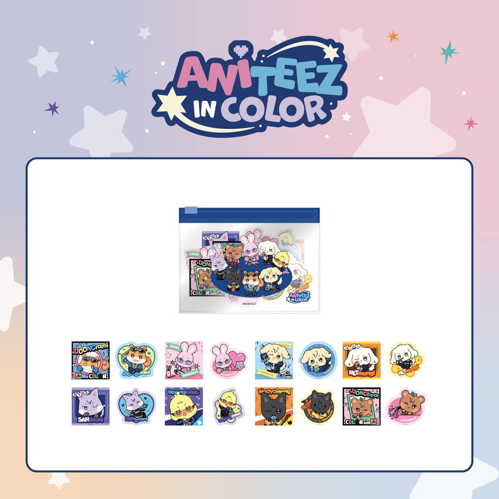 ATEEZ - ANITEEZ IN COLOR POP UP OFFICIAL MD FLAKE STICKER SET (REMOVAB
