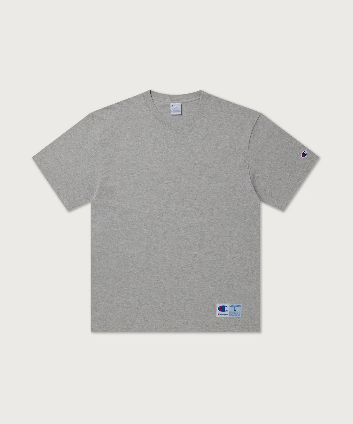 [BTS V PICK] CHAMPION JOCK TAG SHORT SLEEVE T-SHIRT GREY - COKODIVE