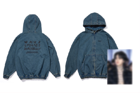 BTS JIMIN - THE TRUTH UNTOLD POP-UP OFFICIAL MD DENIM ZIP-UP HOODIE - COKODIVE