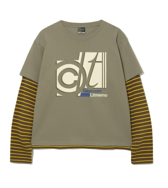 [BTS JIN PICK] STRESS FIX LAYERED L/S TEE KHAKI BEIGE - COKODIVE