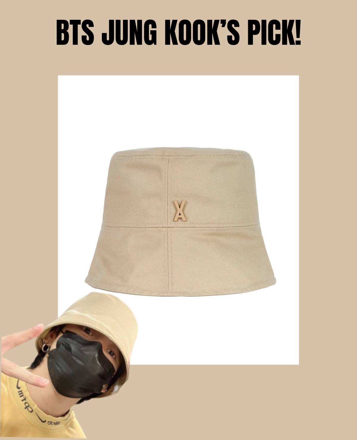 [BTS JUNG KOOK PICK] STUD DROP OVERFIT BUCKET HAT BEIGE - COKODIVE