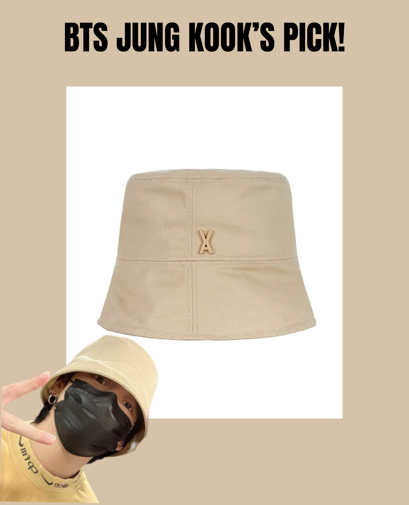[BTS JUNG KOOK PICK] STUD DROP OVERFIT BUCKET HAT BEIGE - COKODIVE