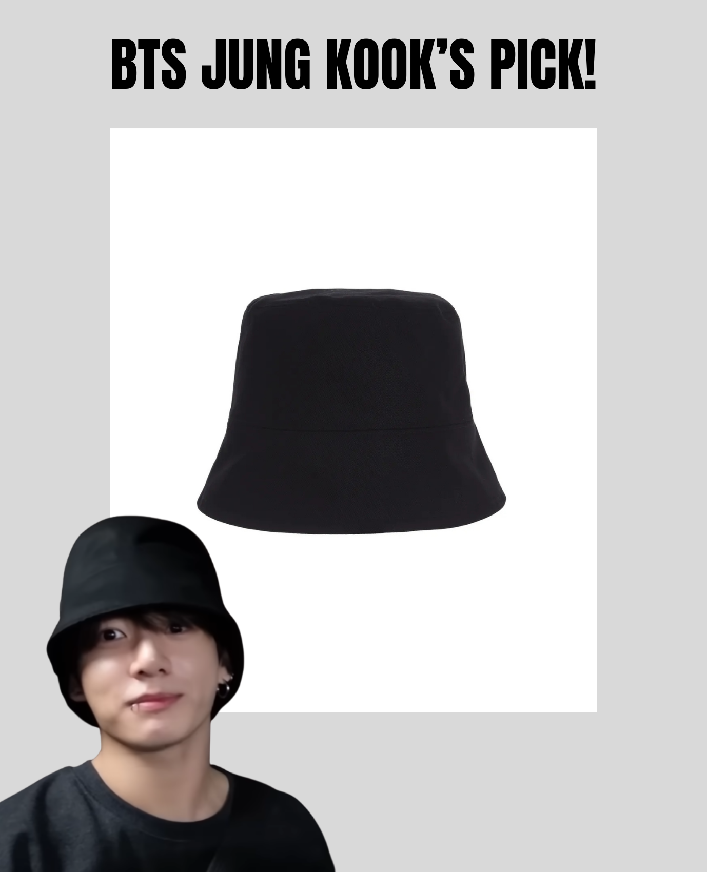 BTS JUNG KOOK PICK] STUD DROP OVERFIT BUCKET HAT BLACK | COKODIVE