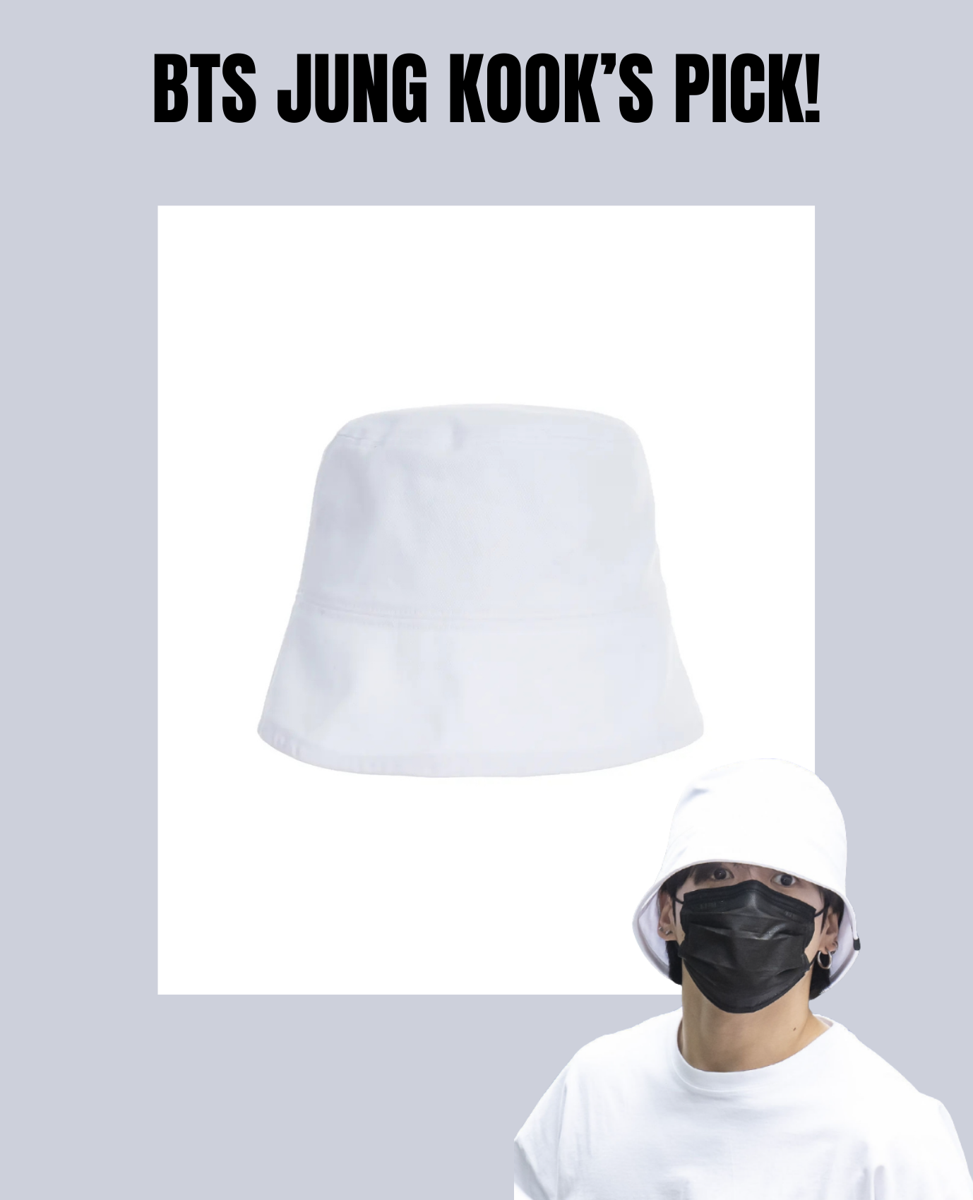 [BTS JUNG KOOK PICK] STUD DROP OVERFIT BUCKET HAT WHITE - COKODIVE