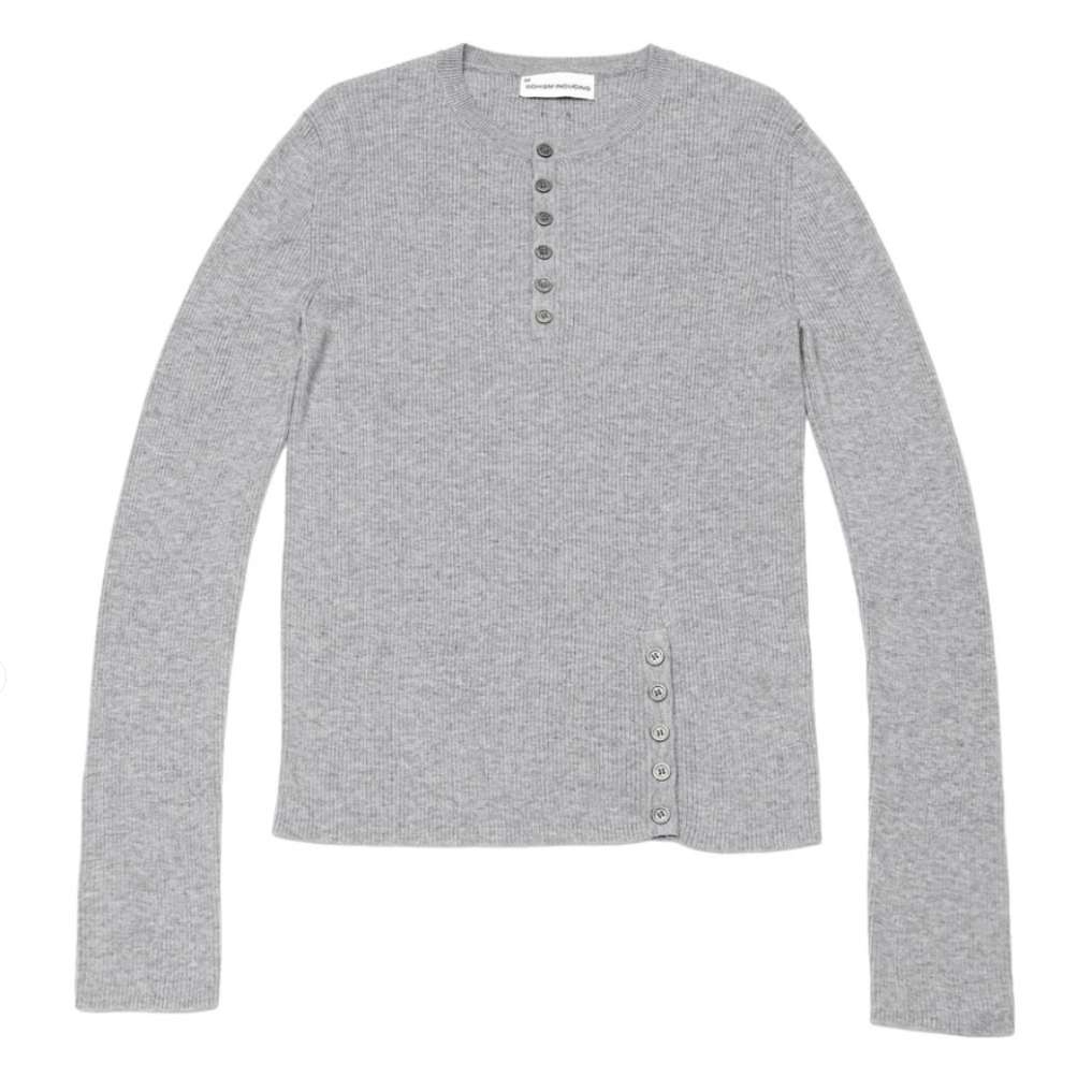 [BTS V & JUNGKOOK PICK] BUTTON SLIT HENLEY KNIT (GREY) - COKODIVE