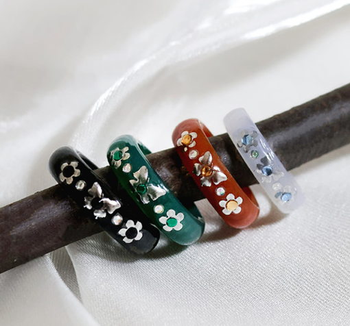 [K-TREND] NATURAL JADE RING WITH TRADITIONAL KOREAN PATTERN - COKODIVE