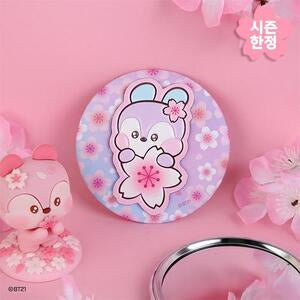 くま⭐︎タグ付き新品未使用シンゾーンPANEL BORDERTOP ピンク BT21 - CHERRY BLOSSOM LEATHER PATCH MIRROR MANG