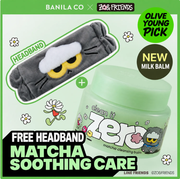 [ZO& FRIENDS EDITION] BANILA CO MATCHA CLEANSING BALM 100ML (+HEADBAND) - COKODIVE