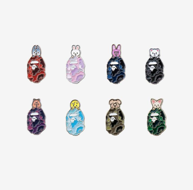 STRAY KIDS - BAPE X STRAY KIDS COLLABORATION OFFICIAL MD METAL PINS - COKODIVE