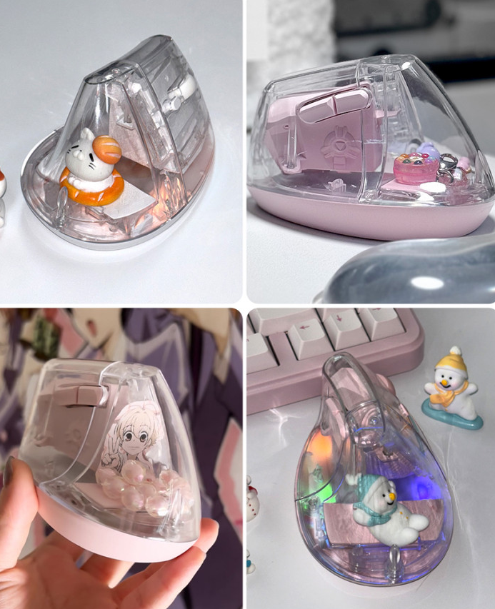 DIY CUSTOMIZABLE CRYSTAL CLEAR WIRELESS VERTICAL MOUSE - COKODIVE