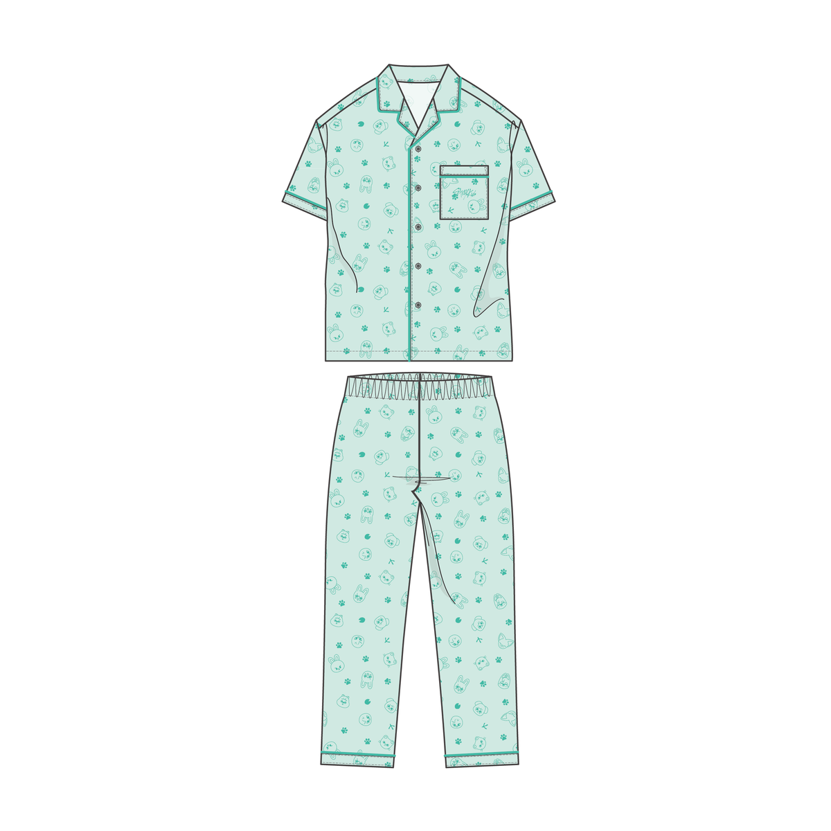 STRAY KIDS - JAPAN 6TH ANNIVERSARY FC OFFICIAL MD SKZOO PAJAMA MINT - COKODIVE