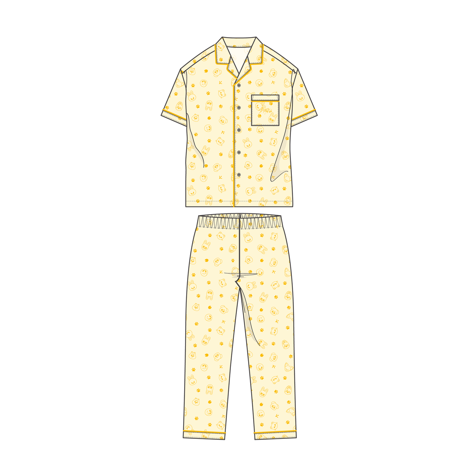 STRAY KIDS - JAPAN 6TH ANNIVERSARY FC OFFICIAL MD SKZOO PAJAMA YELLOW - COKODIVE