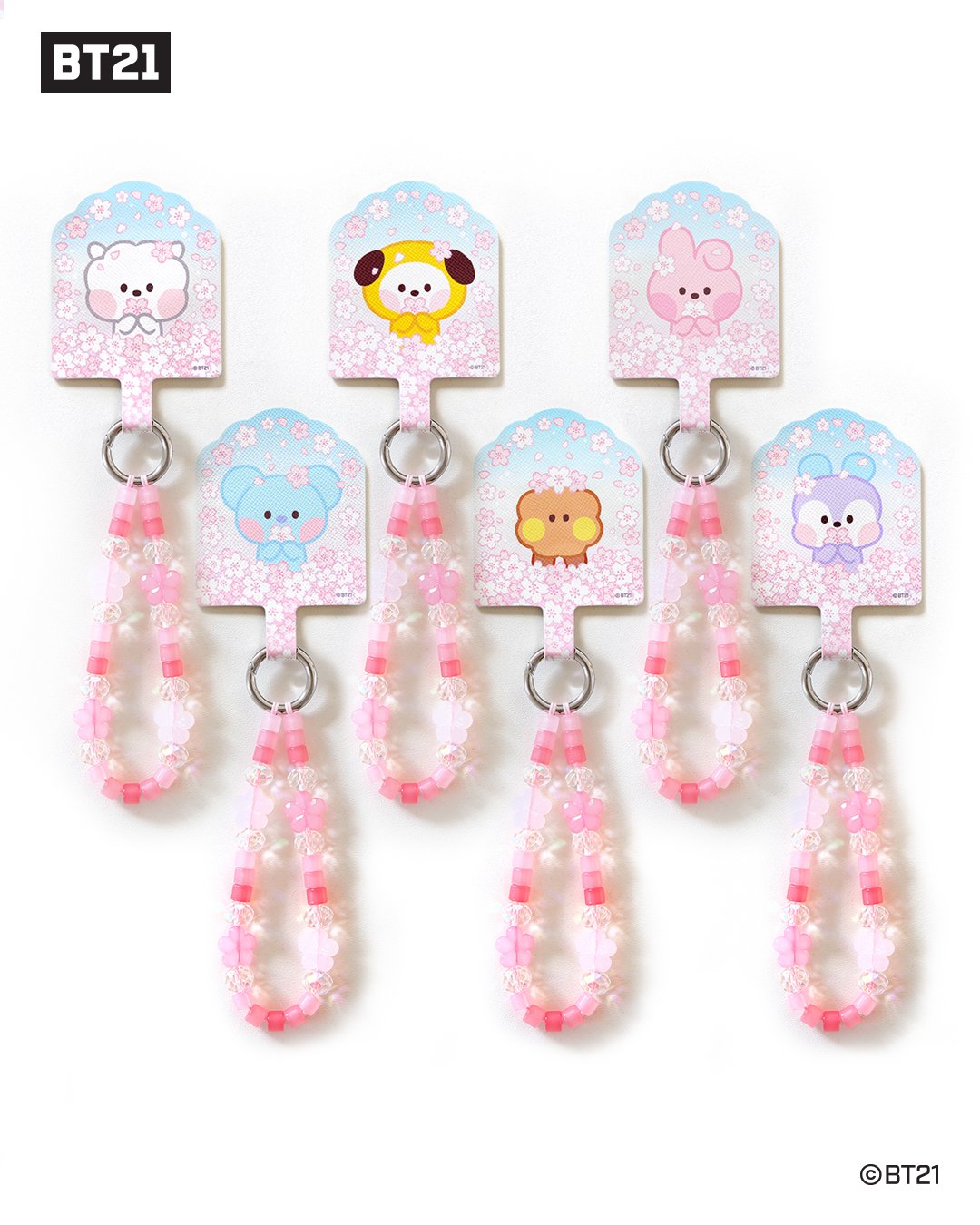 BT21 - CHERRY BLOSSOM MININI PHONE TAG HOLDER | COKODIVE