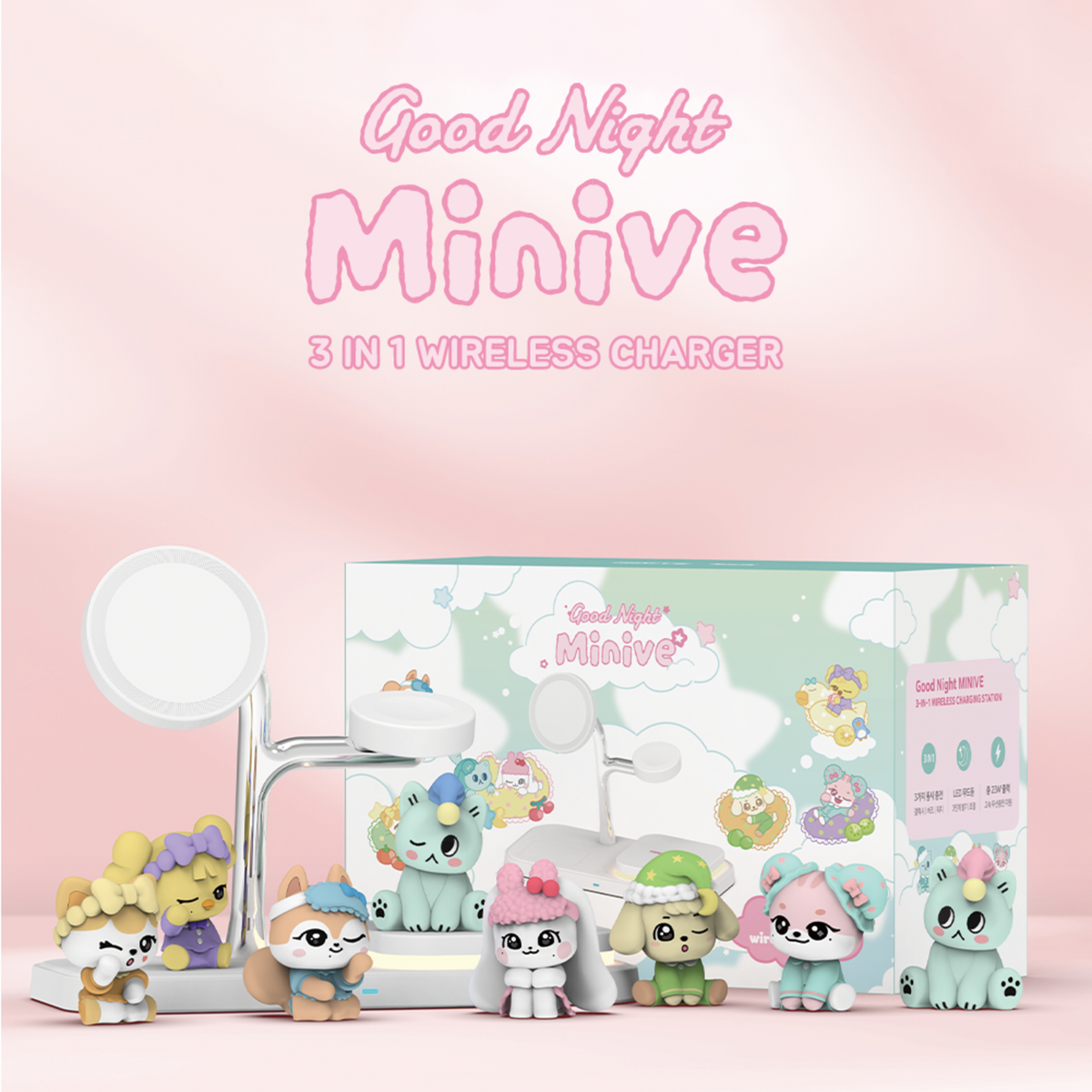 IVE - GOOD NIGHT MINIVE 3 IN 1 WIRELESS CHARGER WITH RANDOM FIGURE - COKODIVE