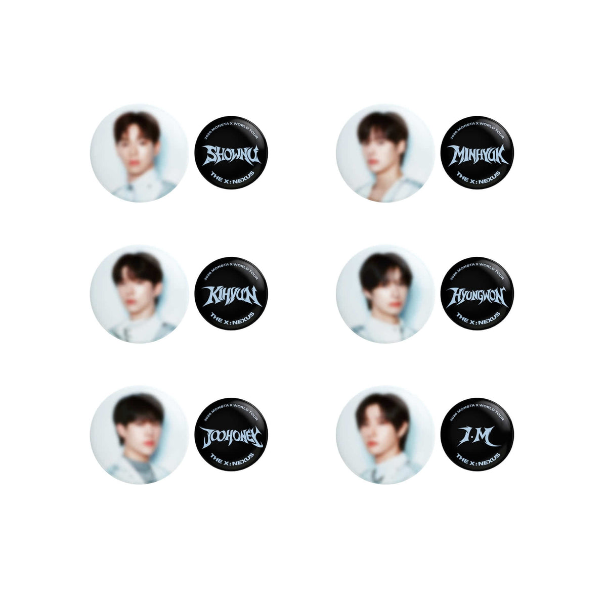 MONSTA X - THE X : NEXUS WORLD TOUR OFFICIAL MD RANDOM PIN BUTTON SET - COKODIVE