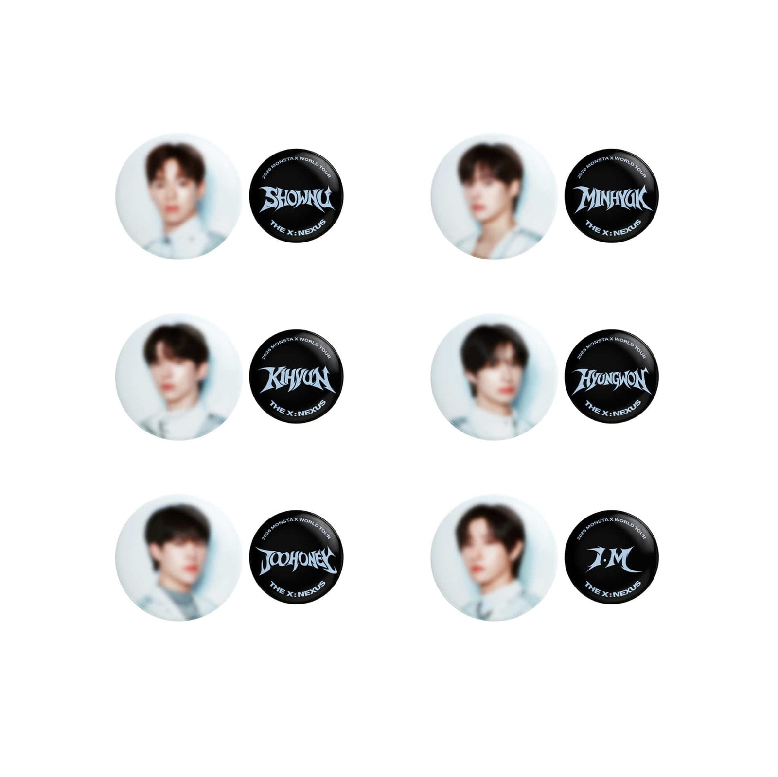 MONSTA X - THE X : NEXUS WORLD TOUR OFFICIAL MD RANDOM PIN BUTTON SET - COKODIVE
