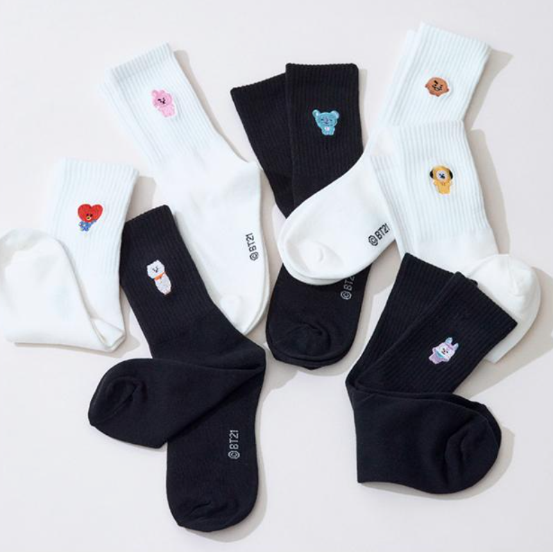 BT21 - BASIC RIB EMBROIDERY SOCKS - COKODIVE