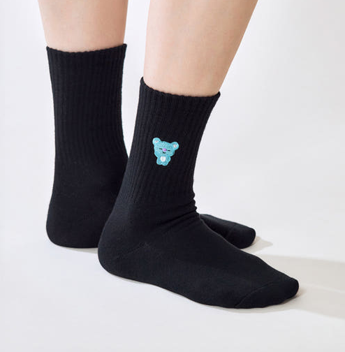 BT21 - BASIC RIB EMBROIDERY SOCKS - COKODIVE