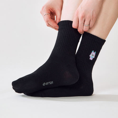 BT21 - BASIC RIB EMBROIDERY SOCKS - COKODIVE