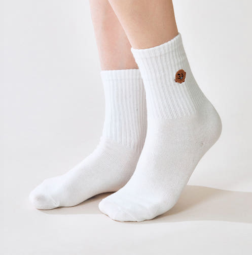 BT21 - BASIC RIB EMBROIDERY SOCKS - COKODIVE