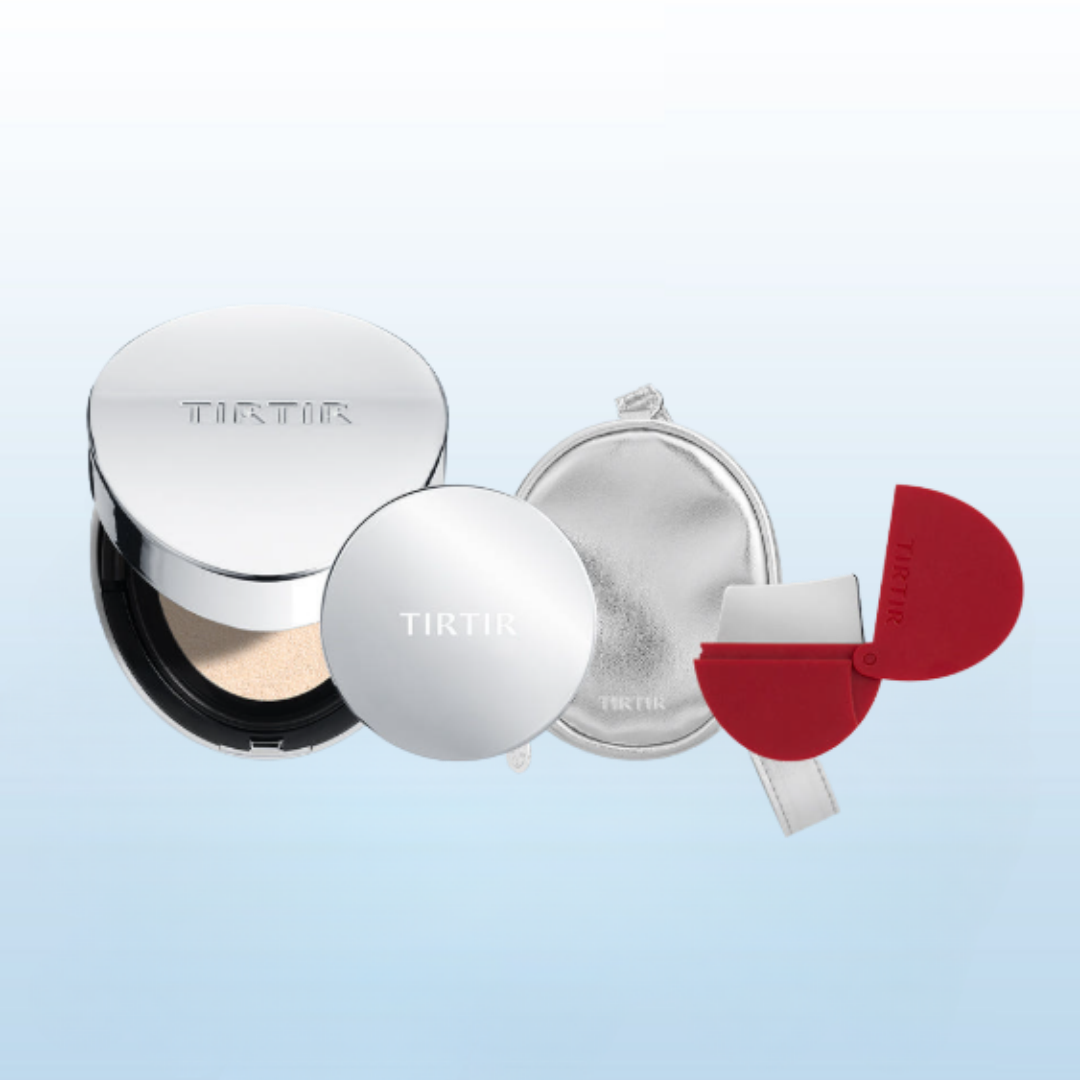 [2026 NEW] TIRTIR TINTED SKIN GLOW CUSHION SPECIAL SET SPF40 PA++ (16G + MINI 5G + CUSHION POUCH + ANGLE FIT SPATULA) - COKODIVE
