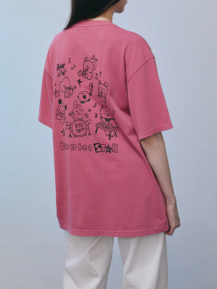 BT21 - MININI BAND SHORT SLEEVE T-SHIRTS MAGENTA PINK - COKODIVE