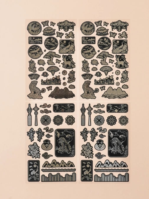 KOREAN TRADITIONAL SILVER FOIL STICKER (4EA) - COKODIVE