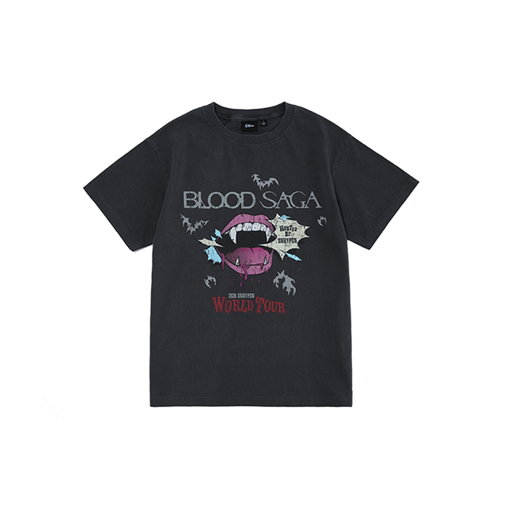 ENHYPEN - BLOOD SAGA WORLD TOUR OFFICIAL MD S/S T-SHIRT (CHARCOAL) - COKODIVE
