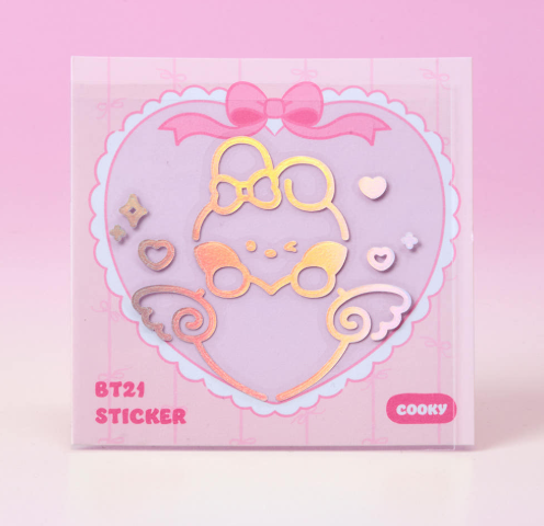 BT21 - RIBBONED U MININI HOLOGRAM MEDIUM STICKER (2EA) - COKODIVE