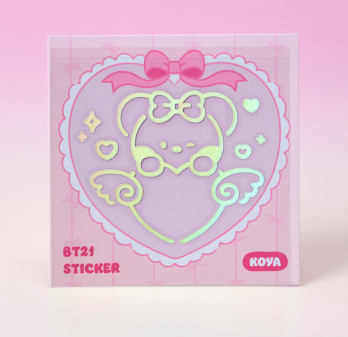 BT21 - RIBBONED U MININI HOLOGRAM MEDIUM STICKER (2EA) - COKODIVE