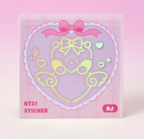 BT21 - RIBBONED U MININI HOLOGRAM MEDIUM STICKER (2EA) - COKODIVE