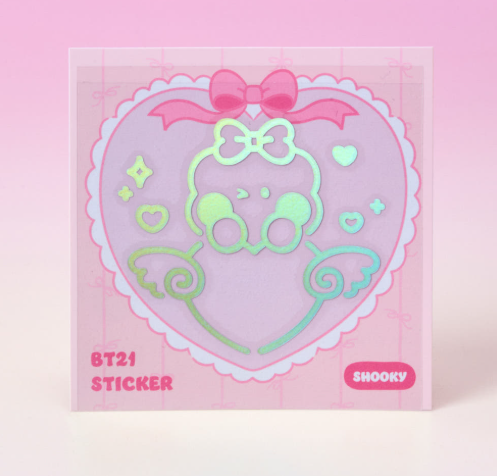 BT21 - RIBBONED U MININI HOLOGRAM MEDIUM STICKER (2EA) - COKODIVE