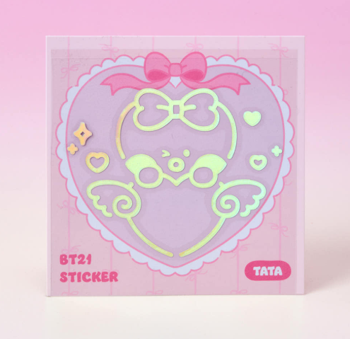 BT21 - RIBBONED U MININI HOLOGRAM MEDIUM STICKER (2EA) - COKODIVE
