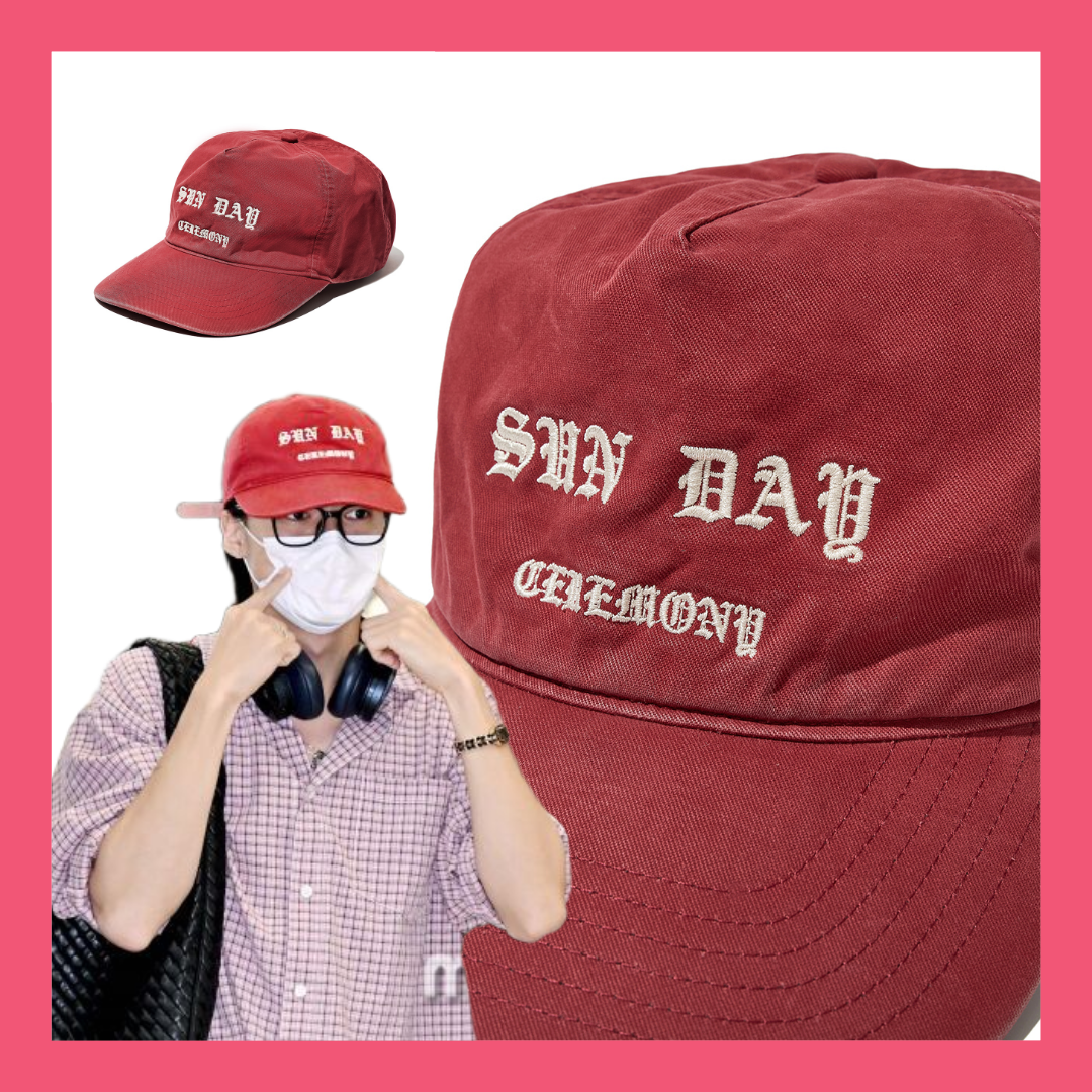 [ATEEZ WOOYOUNG PICK] SUNDAY CEREMONY VINTAGE WASHED COTTON CAP (RED) - COKODIVE